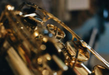 Closeup of saxophone
